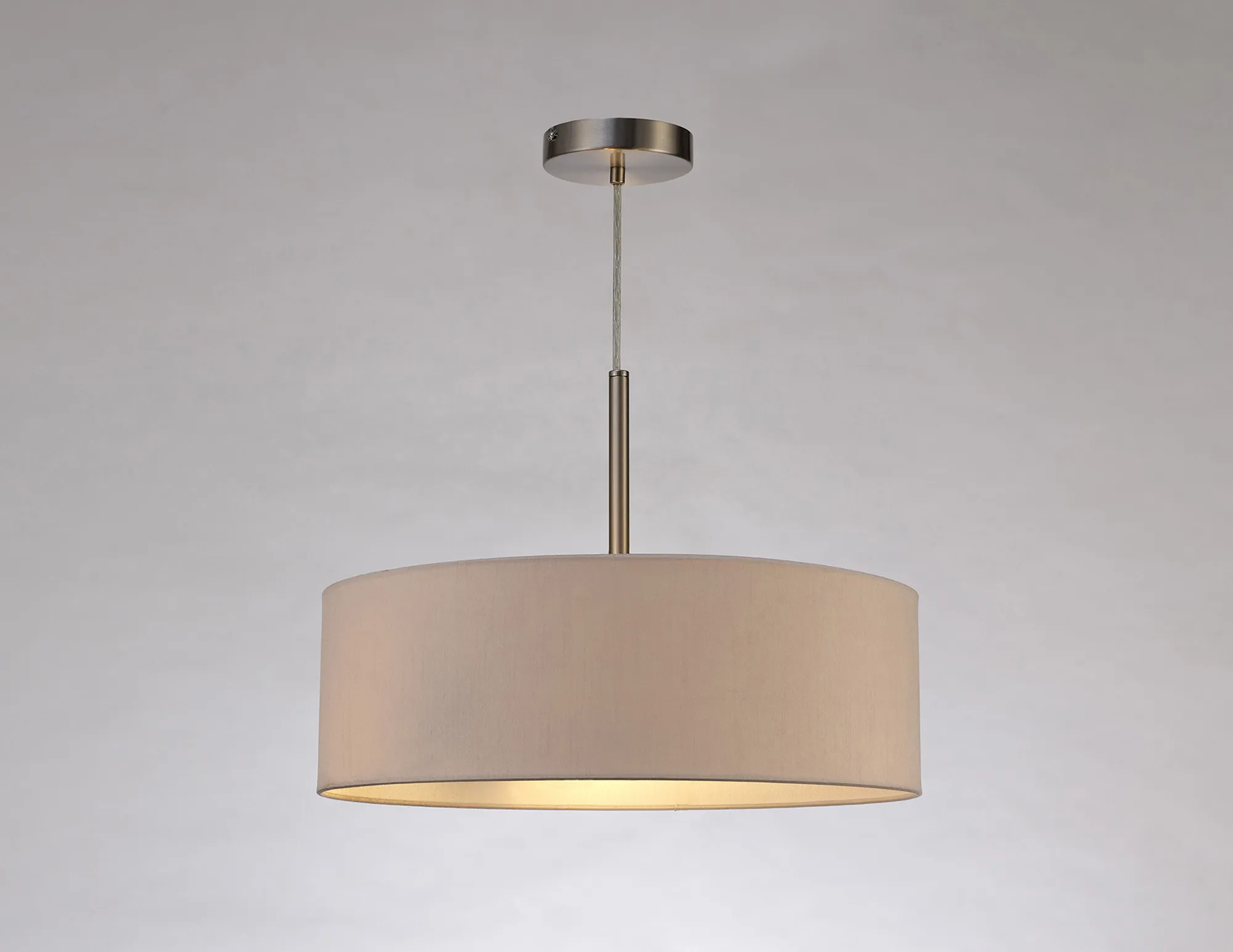 Baymont 45cm 3 Light Pendant Satin Nickel, Nude Beige/Moonlight DK0717  Deco Baymont SN NU